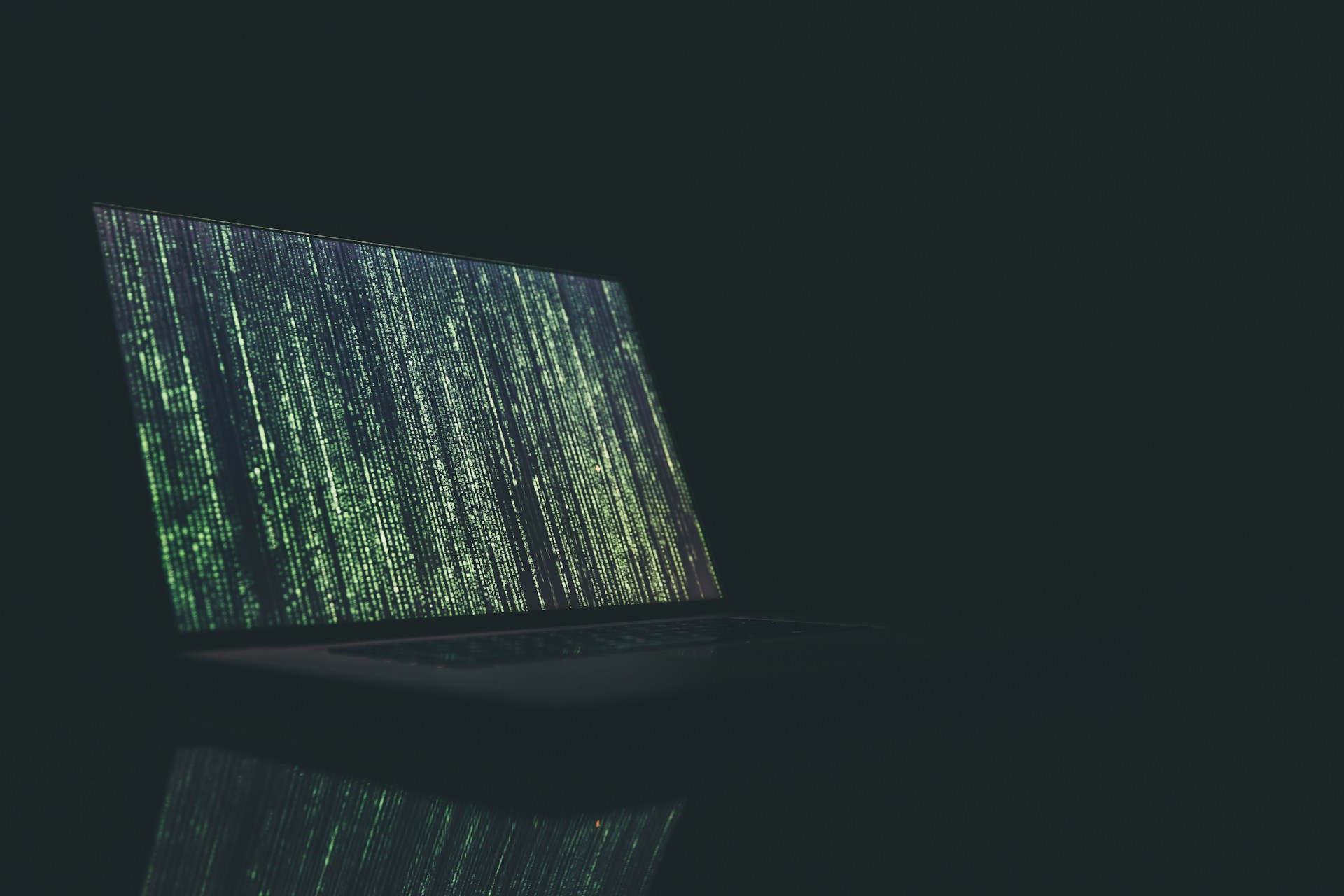 Matrix code running on a laptop