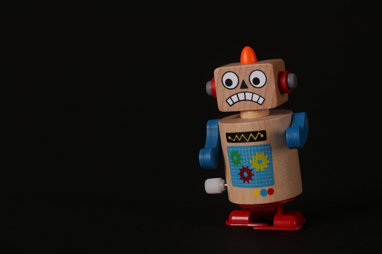 photo of a robot with a scared face, implying a trap
